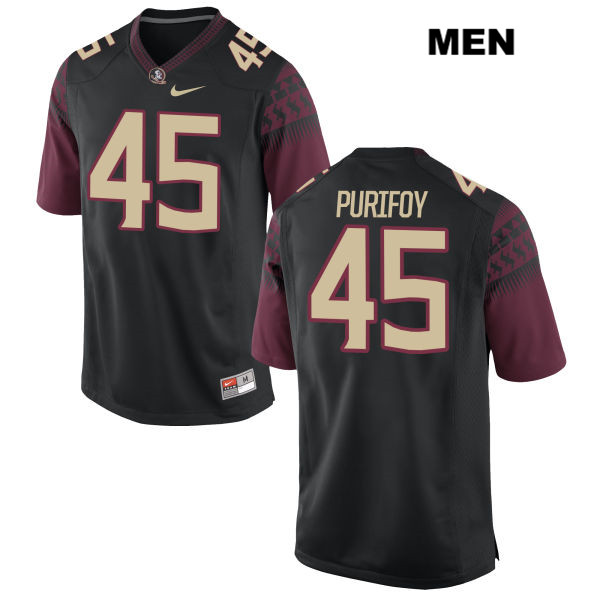 Men's NCAA Nike Florida State Seminoles #45 Delvin Purifoy College Black Stitched Authentic Football Jersey QHU3169YG